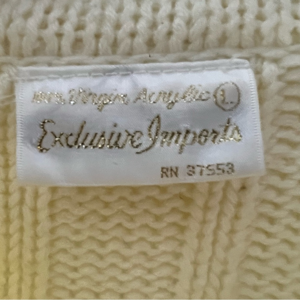 Vintage Cream Cable Knit Button Up Sweater Coastal Wear Size L - Picture 2 of 6
